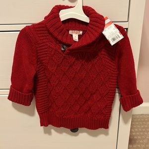 Toddler Red Shawl Collar Sweater 2T